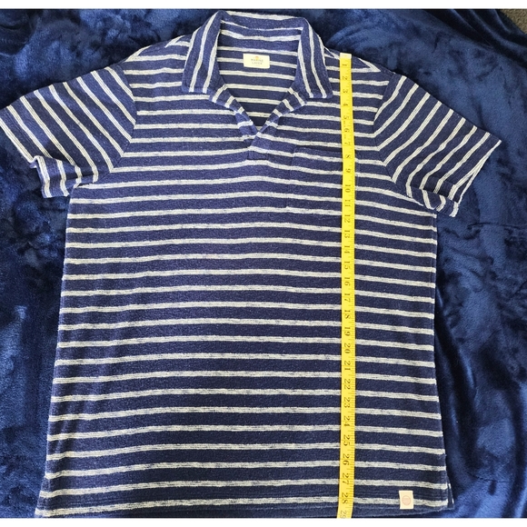 Marine Layer‎ Mens Large Blue Polo Striped Terry Cloth Beach Resort Casual - Picture 10 of 12